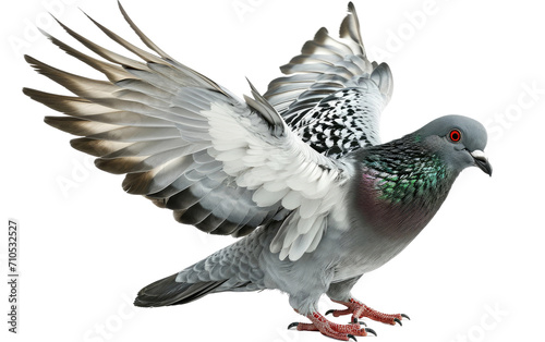 Pigeon Soaring with Grace On Transparent Background. photo