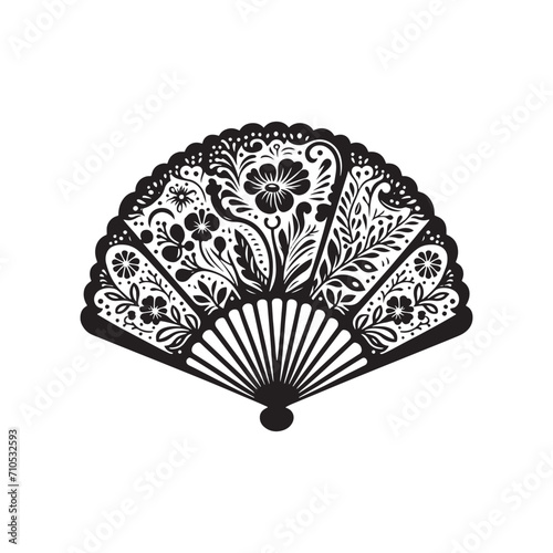 Lunar Legacy Illuminated: Timeless Chinese Fans Silhouette Stock Images Tailored for Chinese New Year - Chinese New Year Silhouette - Chinese Fans Vector Stock
