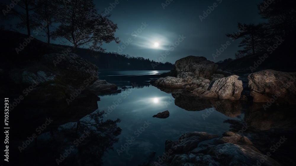 Reflection of moon in the lake