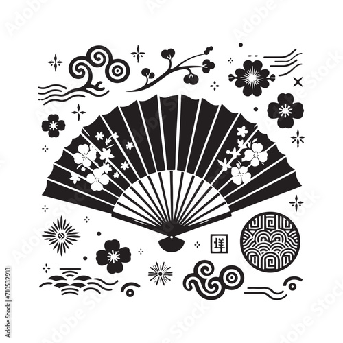 Radiant Silhouettes Explored: Delving into the Beauty of Chinese Fans Silhouette Stock for Your Portfolio - Chinese New Year Silhouette - Chinese Fans Vector Stock
