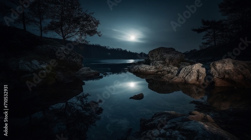 Reflection of moon in the lake