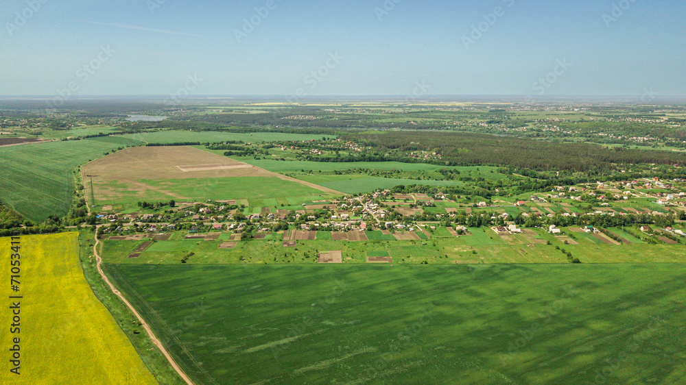 Obraz premium aerial view of farm land. drone shot.