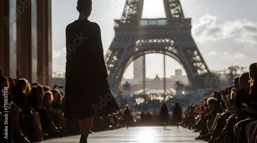 silhouette of a fashion model walking ramp