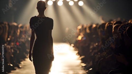 silhouette of a fashion model walking ramp
