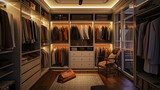 Photo of a wardrobe with a system of smart lighting, adjusted to the color of things and creating