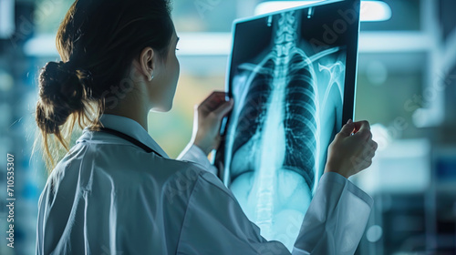Photo of a radiologist analyzing an xray for an accurate diagnosis photo