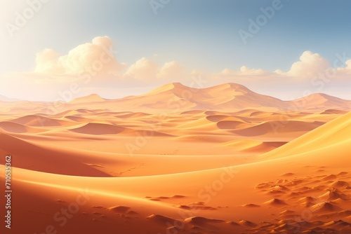 A scenic desert landscape showcasing towering sand dunes set against a majestic backdrop of rugged mountains  An endless desert with sand dunes stretching to the horizon  AI Generated