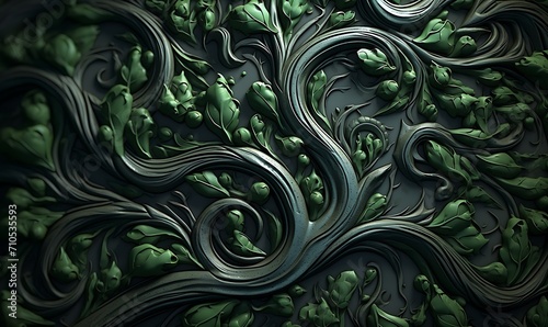 A seamless tileable jade tree pattern, spiral carvings, octane renderer, trending on CGsociety. Geneative Ai