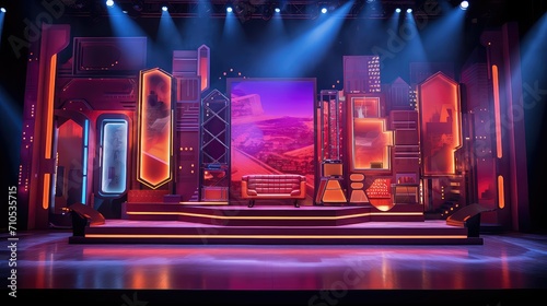 theater stage product background illustration spotlight audience, actor drama, musical play theater stage product background