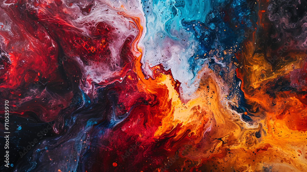 The abstraction in which the mixture of colors and forms creates an exciting chaos on canvas