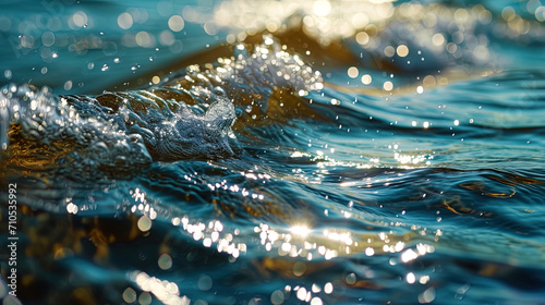 The abstraction of water with bright sunlight playing on an exciting surface