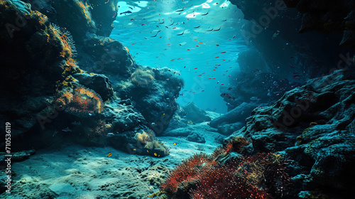The composition of underwater caulds  creating a unique underwater landscape