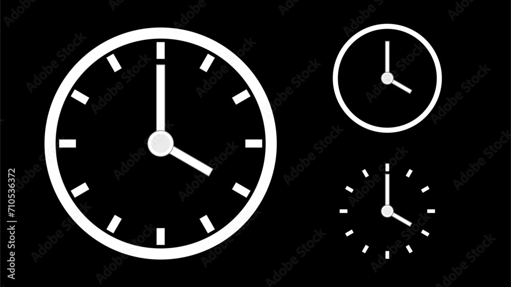 Clock icon, minimal style. arrow show4 hr. from number 12 to 4. on the black background Clock icon, minimal style. arrow show4 hr. from number 12 to 4. on the black background
