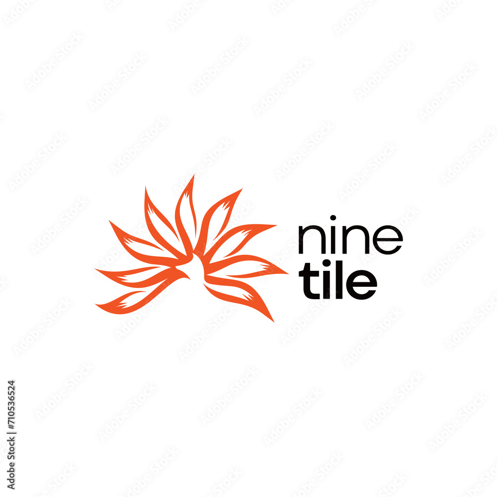 Obraz premium Nine-Tailed Fox Logo With Modern And Abstract Design