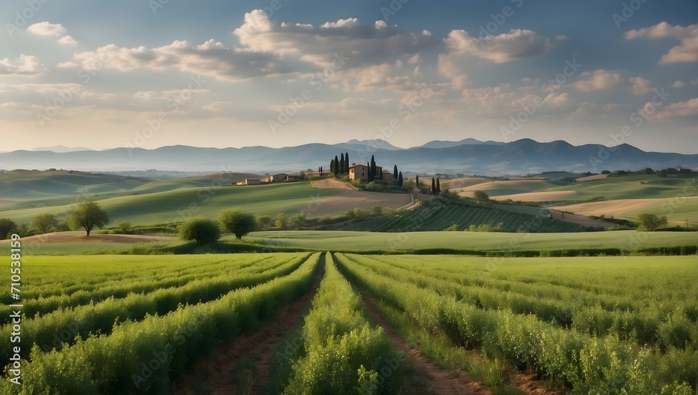 fields of Tuscany in the morning