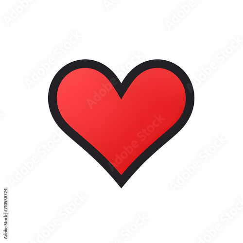 a red heart with black border