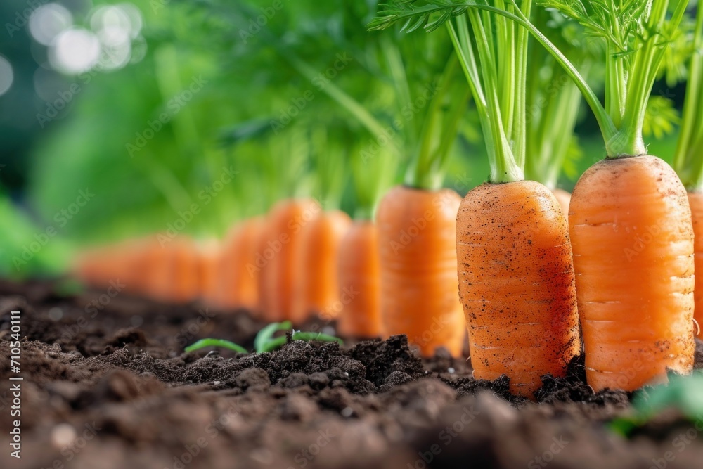 Fresh Carrots Growing in Fertile Soil in an Organic Garden During the Summer Season Fresh Carrots Growing in Fertile Soil in an Organic Garden During the Summer Season