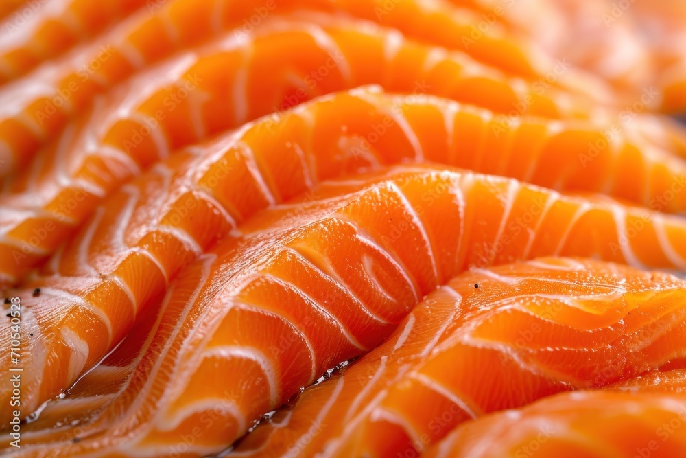 Close-Up View of Freshly Sliced Salmon Sashimi Prepared for Traditional Japanese Cuisine Close-Up View of Freshly Sliced Salmon Sashimi Prepared for Traditional Japanese Cuisine