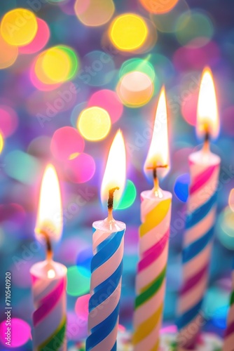 Colorful birthday candles, close up shot