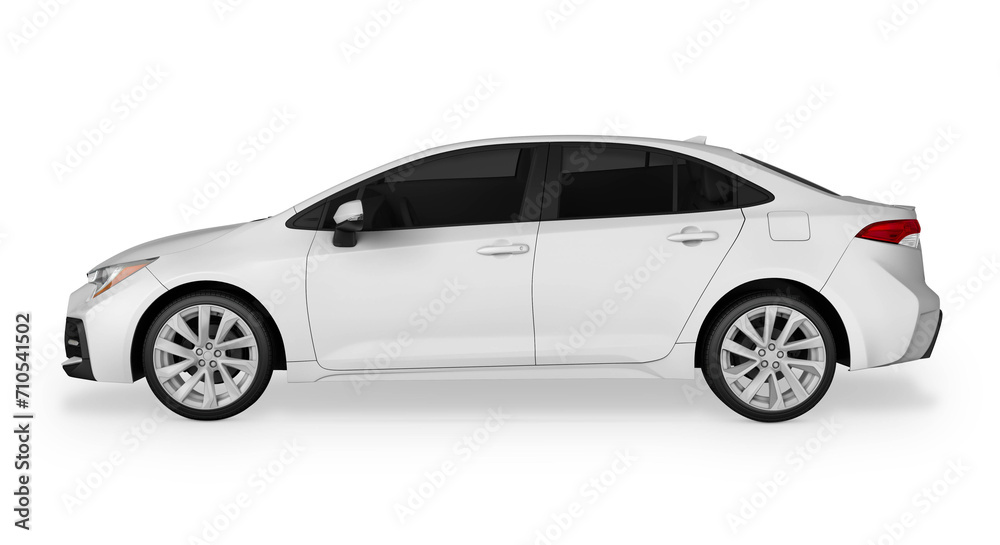 Car Mockup Side View on white background