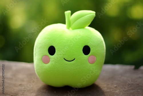 Cute squishy plush kawaii apple. Generative AI