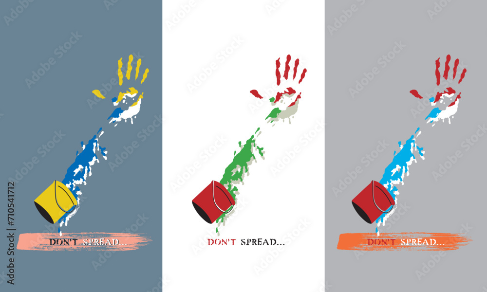 Don’t Spread...Vector paint bucket and brush hand illustration