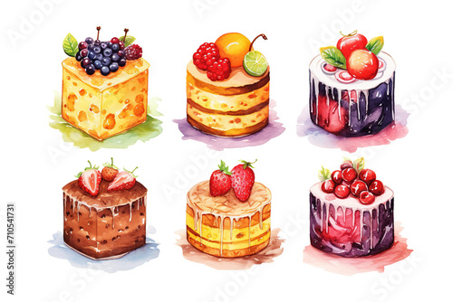 watercolor cute fruit cake