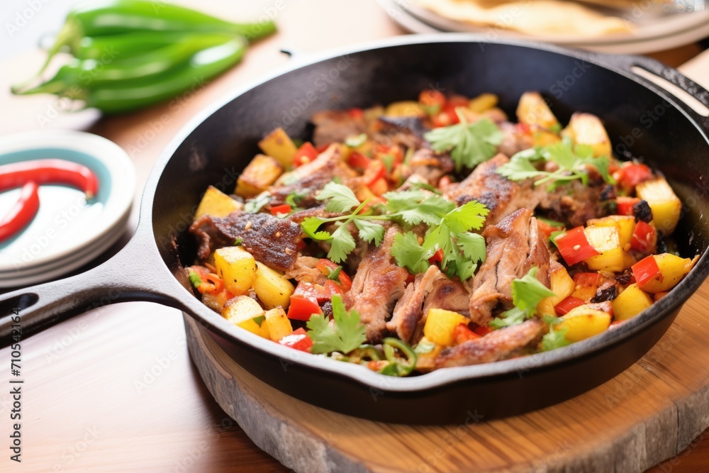 cast iron skillet with carnitas and charred pineapple cast iron skillet with carnitas and charred pineapple