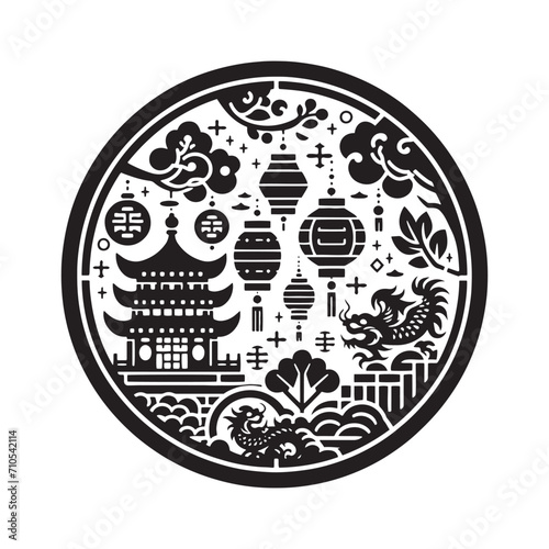 Golden Prosperity Unveiled: A Captivating Collection of Chinese Coins Silhouette for Stock Enthusiasts in the Chinese New Year - Chinese New Year Silhouette - Chinese Coins Vector Stock
