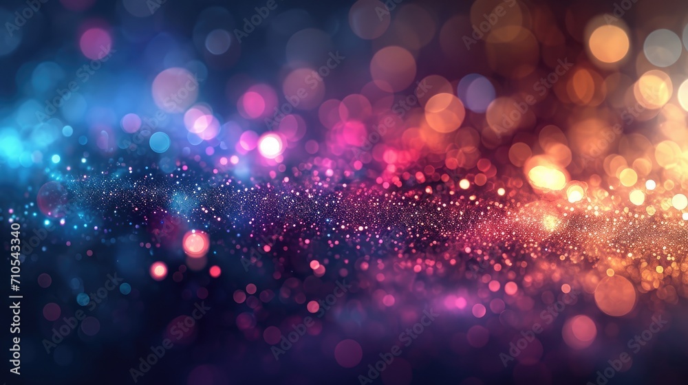 Festive background with colorful glowing particles and bokeh Festive background with colorful glowing particles and bokeh