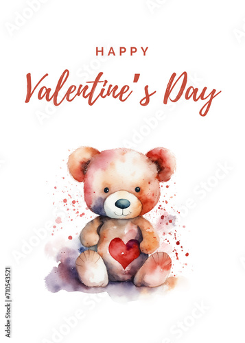 Happy Valentine's Day greeting card. AI generate illustration © PandaStockArt