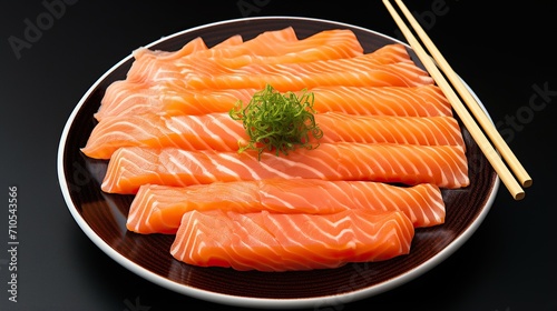 fresh salmon slices, salmon on black background