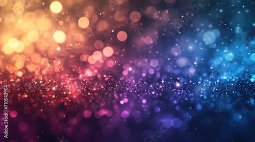 Shimmering particle bokeh effect on a colorful background