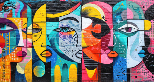 abstract street graffiti art on urban wall