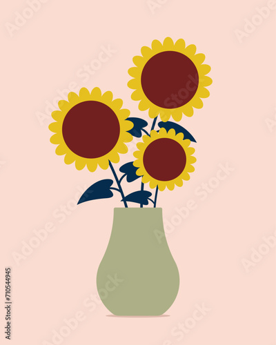 Bouquet of sunflowers in a vase