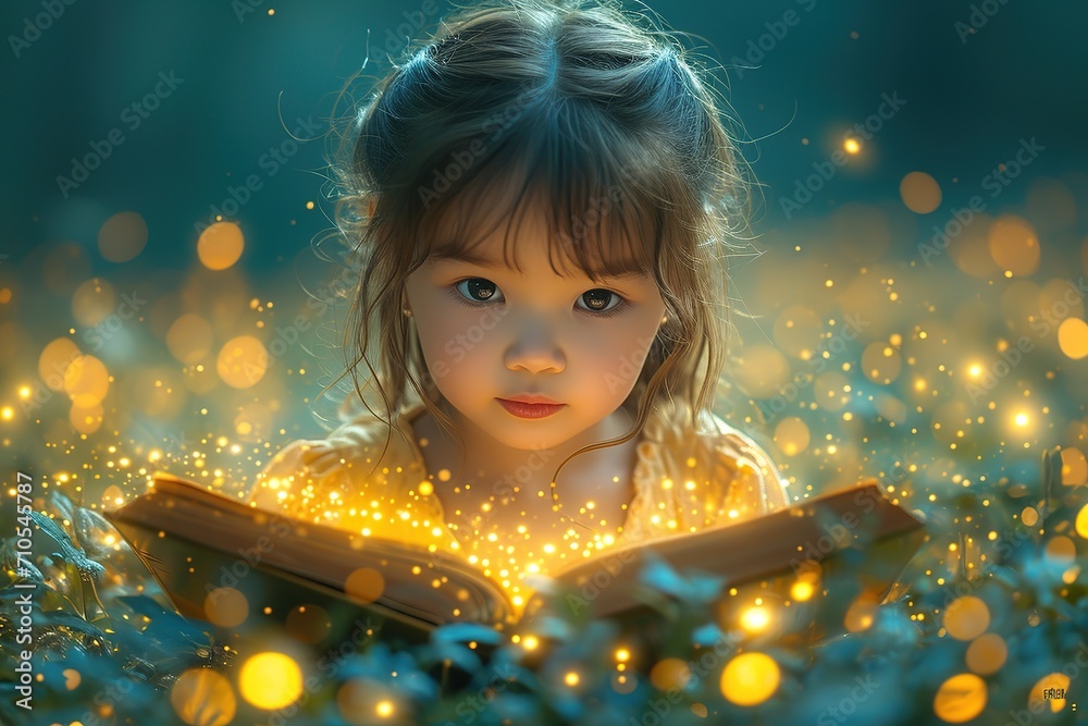 little girl reading a book, in the style of photorealistic renderings, vibrant worlds, smilecore, lively tableaus, joyful and optimistic, travel little girl reading a book, in the style of photorealistic renderings, vibrant worlds, smilecore, lively tableaus, joyful and optimistic, travel