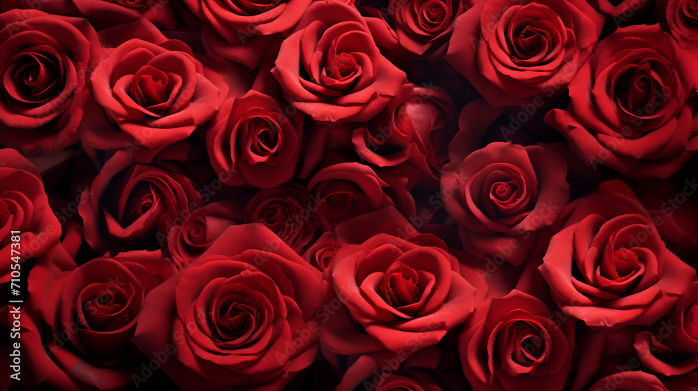 Natural red roses background generated AI Natural red roses background generated AI