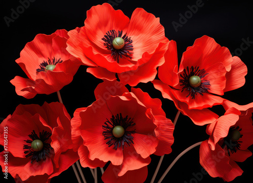 Vibrant Red Poppy Blossom in a Lush Green Garden: Captivating Beauty of Nature's Colorful Flora