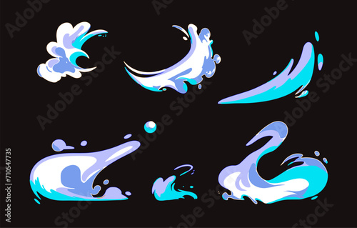 Vector graphic of splash of blue liquid or smoke, perfect for animation design, illustration, carton, anime, CG game art, tactical design, etc.