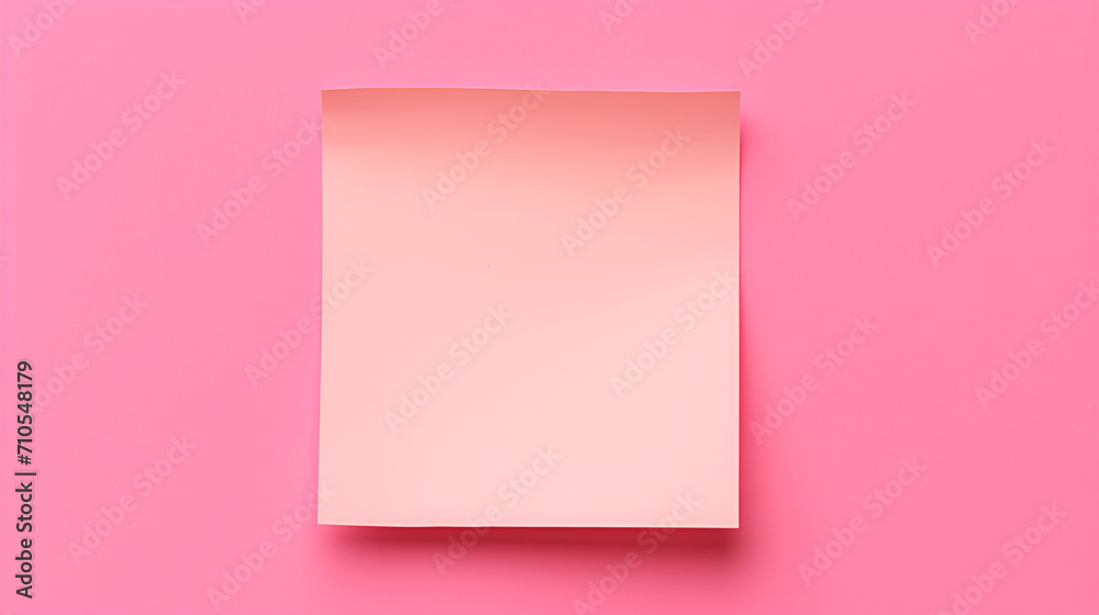 Blank paper note on pink background, top view generated AI - obrazy, fototapety, plakaty 