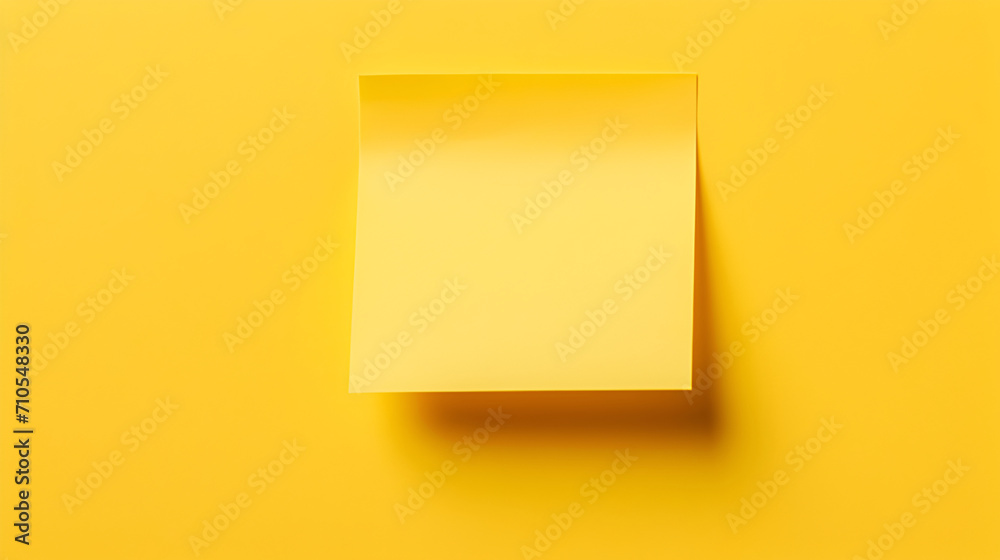 Blank paper note on yellow background, top view generated AI Blank paper note on yellow background, top view generated AI
