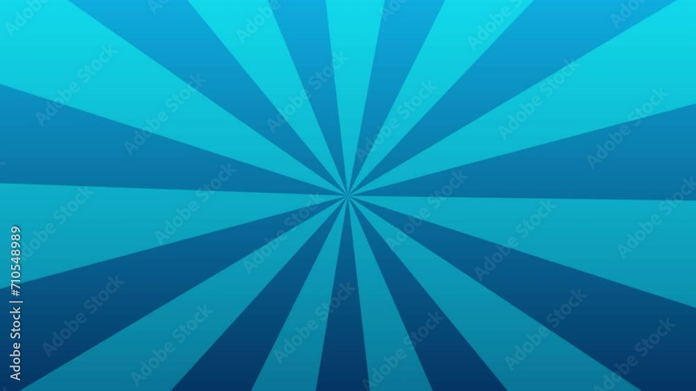 Abstract blue spiral line stripes advertising animation background with rays
