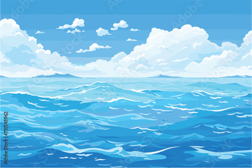 Blue sea water surface with small waves, Blue sky and sea, Beautiful beach