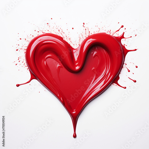love shape red hart on white background created with Generative Ai