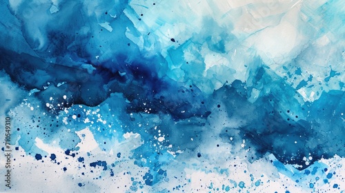 Lustrous blue watercolor canvas