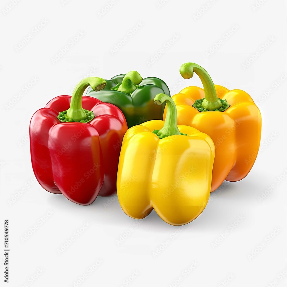 Three Colorful Bell Peppers Isolated on a Transparent Background Three Colorful Bell Peppers Isolated on a Transparent Background