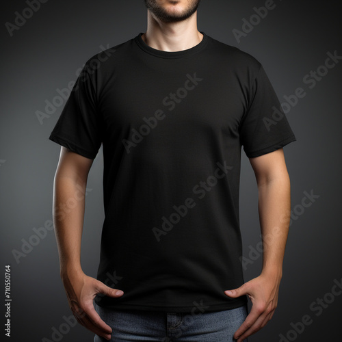 black blank t shirt black background blank shirt created with Generative Ai