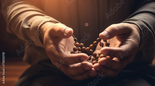 hands holding tasbih