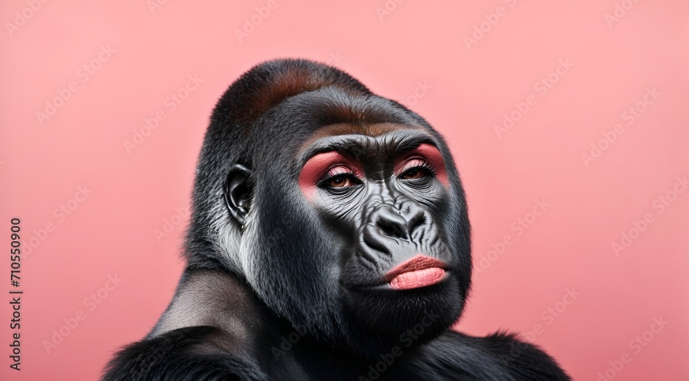 a gorilla with feminine makeup style