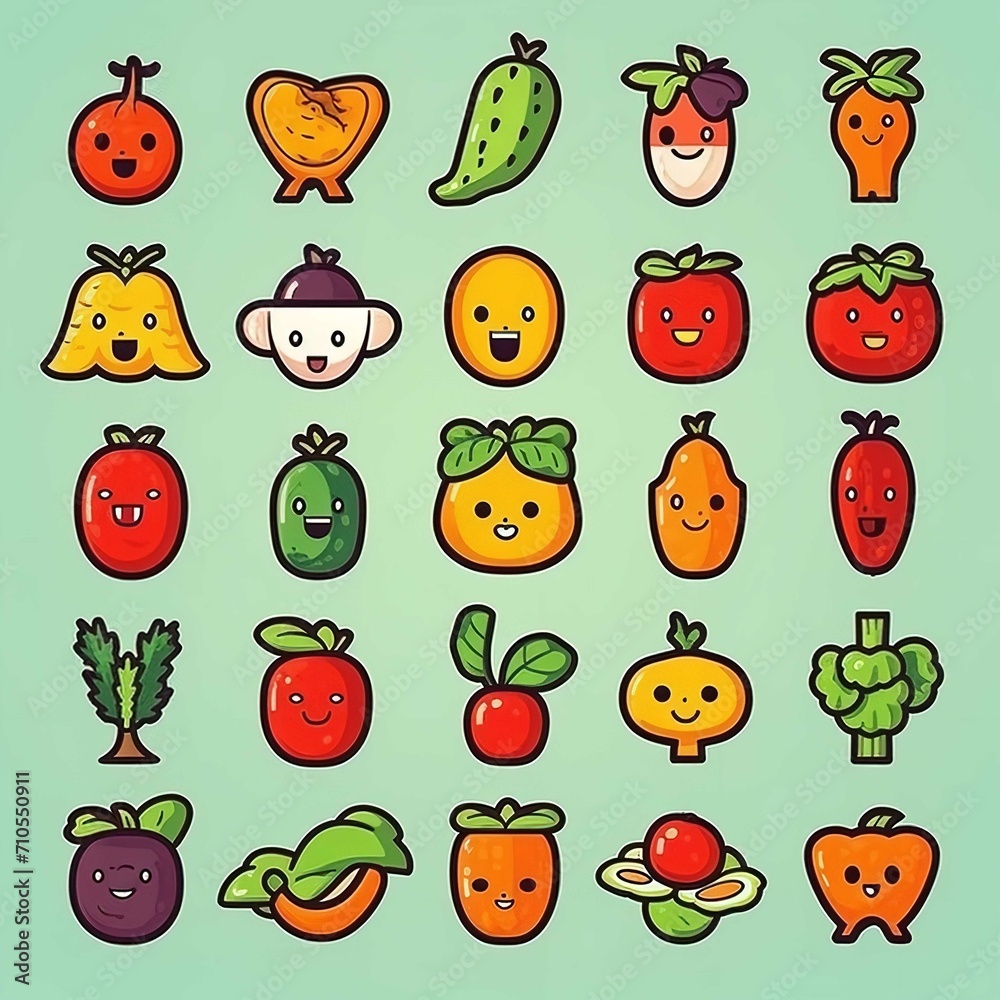Vegetables and Fruits Character Collection Vegetables and Fruits Character Collection
